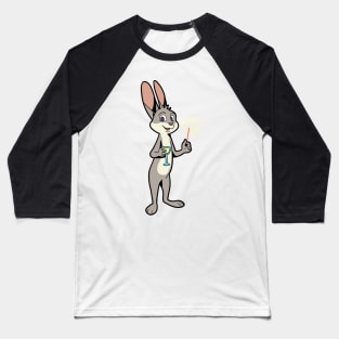 Bunny with sparkler and champagne - Happy New Year Baseball T-Shirt